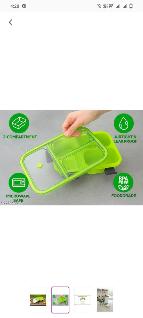 Green Lunch Box for Office Men Premium airlight Leakproof Tiffin Box Durable,Stylish & lighweight Daily Use Food Container for Work , Travel &Professionals