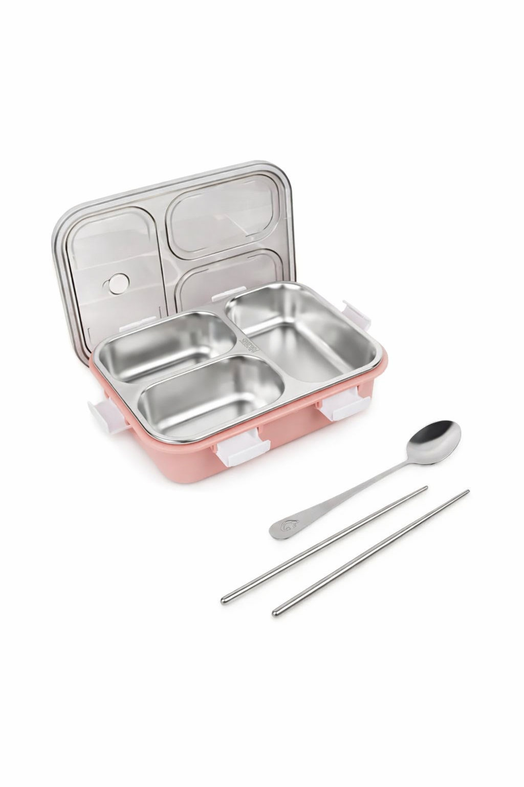 Premium Stainless Steel Lunch Box with 3 Compartments | Leak-Proof Bento Tiffin Box with Spoon & Chopsticks | BPA-Free, Food Grade, Durable Meal Container for Office, School & Travel