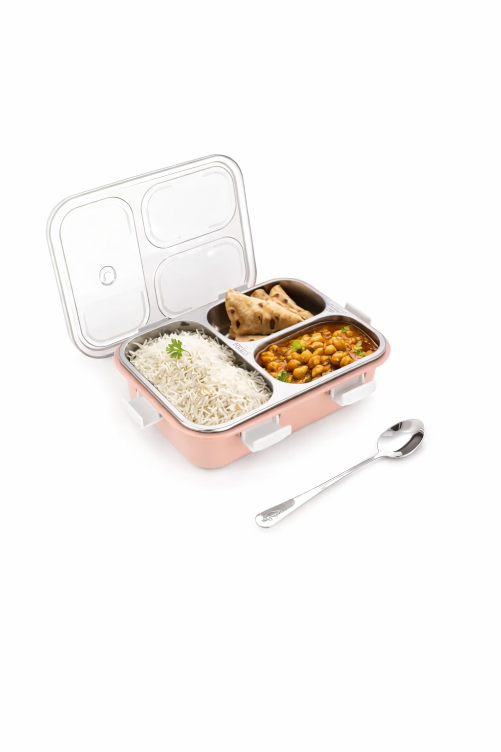 Premium Stainless Steel Lunch Box with 3 Compartments | Leak-Proof Bento Tiffin Box with Spoon & Chopsticks | BPA-Free, Food Grade, Durable Meal Container for Office, School & Travel